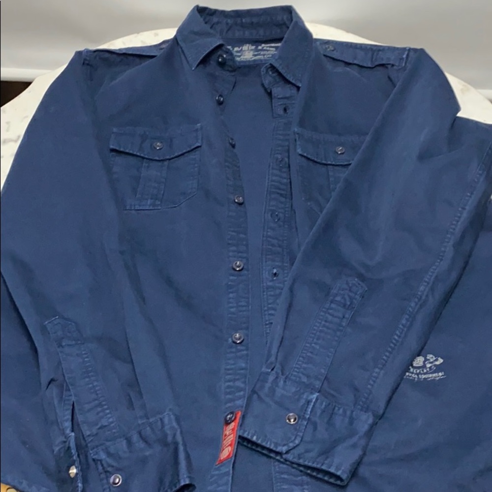 REPLAY Men's Jeans Shirt Size XL REPLAY BLUE - Picture 2 of 5